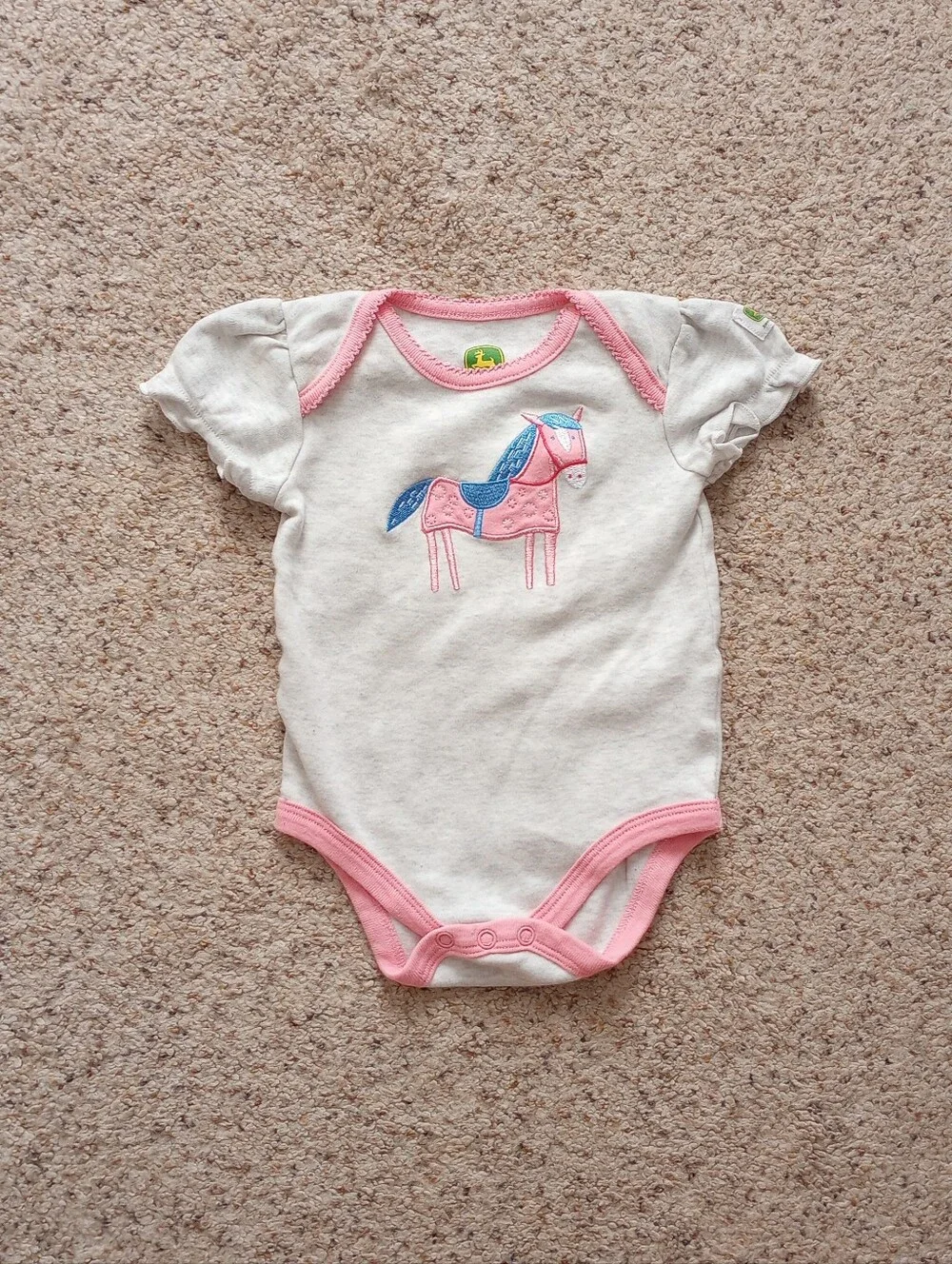 John Deere Baby Girl Onesies Pig Chicken Horses Pink Stripes Polka Dot Cute Farm